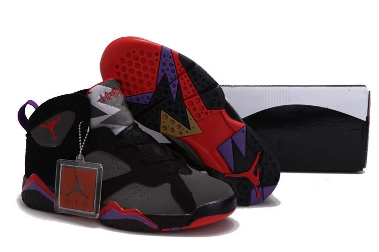 Newest Womens Air Jordan 7 (VII) Black Charcoal Team Red Hot Deal